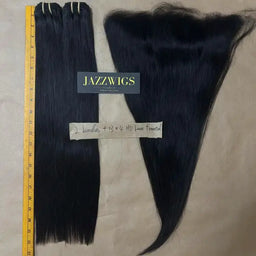 2 Raw Vietnamese Straight Hair Bundles with 13×4 HD Lace Frontal