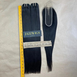 2 Raw Vietnamese Straight Hair Bundles with 2×6 HD Lace Closure