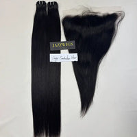 Virgin Cambodian Straight Hair 2 Bundle Deal with 13×4 HD Lace Frontal