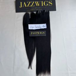 Virgin Cambodian Straight Hair 2 Bundle Deal with 2×6 HD Lace Closure
