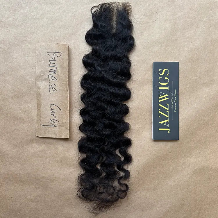 2×6 HD lace Burmese curly closure shown with soft curls for Black women.