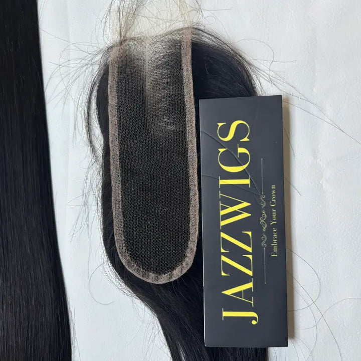 Virgin Cambodian Straight Hair 4 Bundle Deal with 2×6 HD Lace Closure