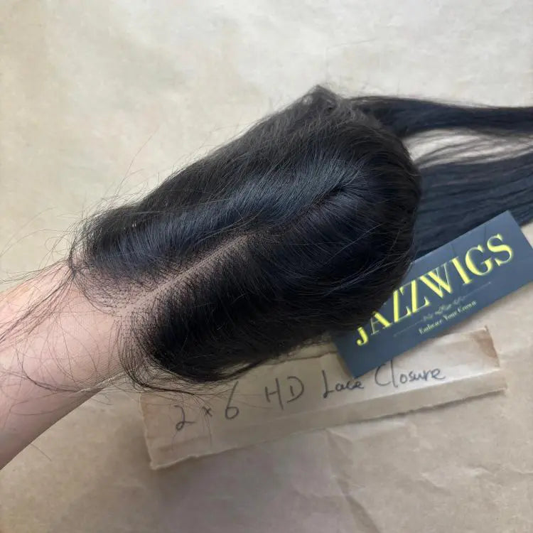 4 Raw Vietnamese Straight Hair Bundles with 2×6 HD Lace Closure