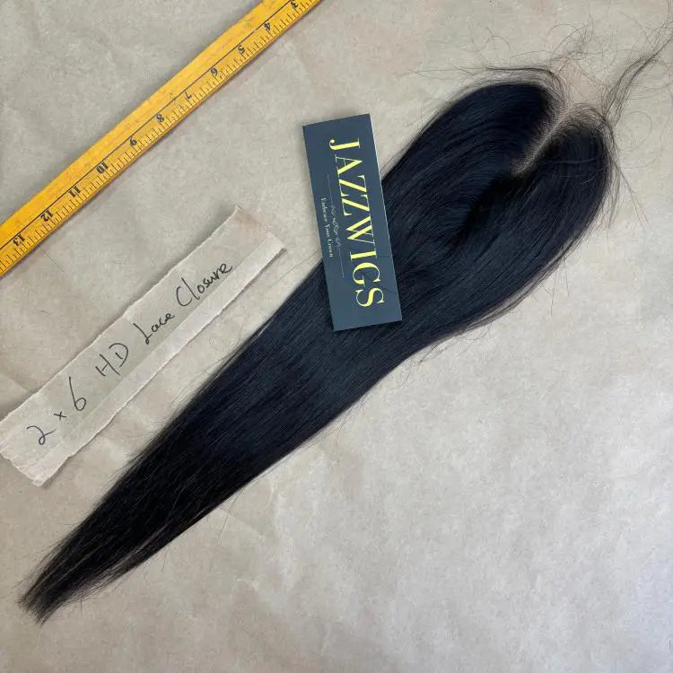 4 Raw Vietnamese Straight Hair Bundles with 2×6 HD Lace Closure