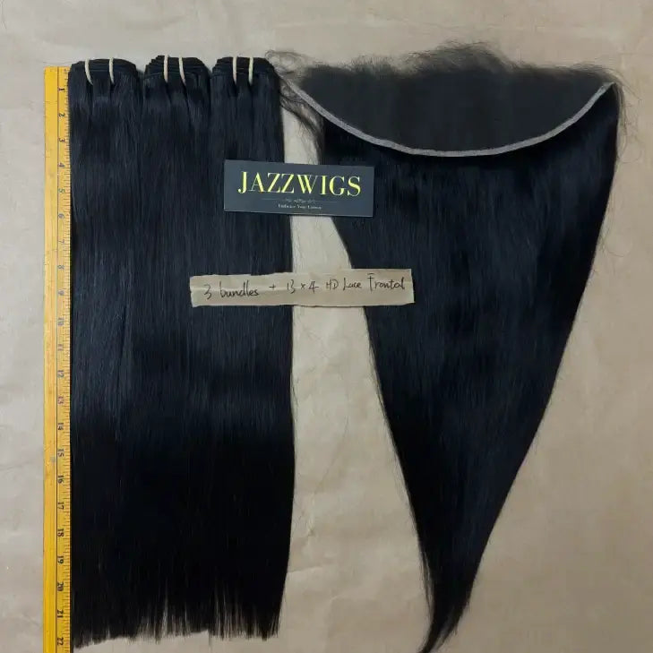 3 Raw Vietnamese Straight Hair Bundles with 13×4 HD Lace Frontal