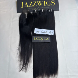 Virgin Cambodian Straight Hair 3 Bundle Deal with 2×6 HD Lace Closure