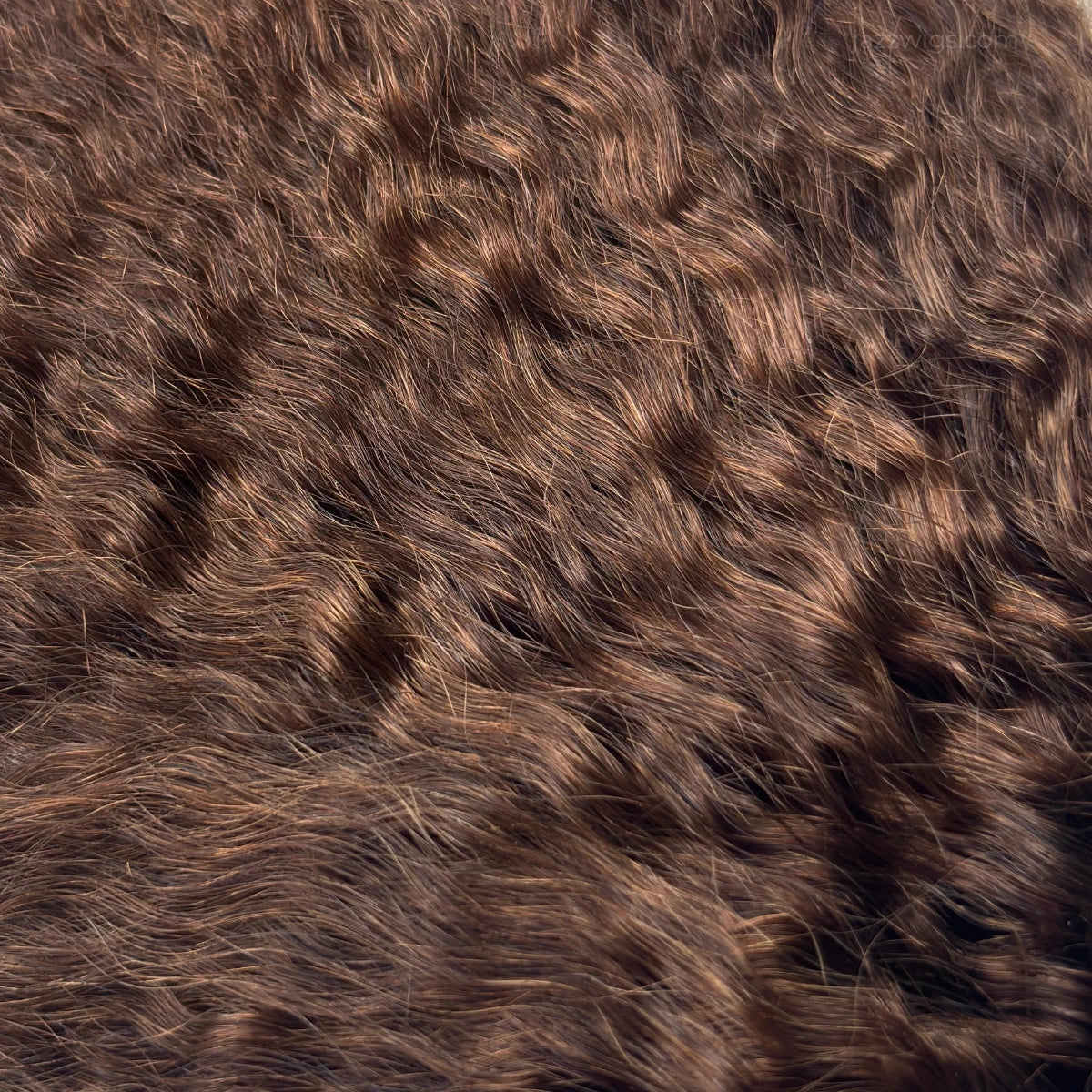 #4 Brown Kinky Straight Human Hair Bundles Wholesale | JazzWigs