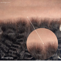 Curly human hair texture detail for 5x5 HD lace closure curly.