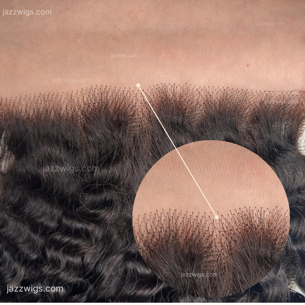 Curly human hair texture detail for 5x5 HD lace closure curly.