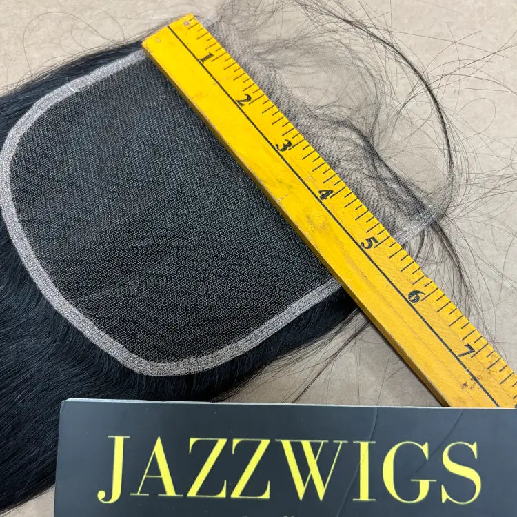 Black hair straight closure featuring 5x5 HD lace for stylists and vendors.