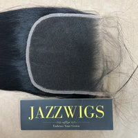 Black hair straight closure featuring 5x5 HD lace for stylists and vendors.