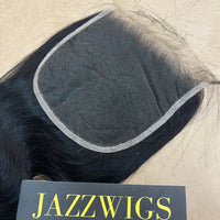 Seamless body wave look using a 6x6 HD lace closure with natural hairline.