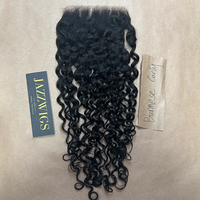 6x6 HD lace closure with raw Burmese curly Black hair bundles.