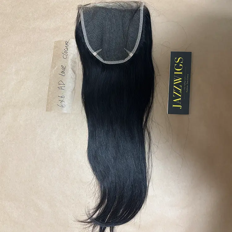 Smooth raw straight bundles with 6x6 HD lace ideal for wig vendors.