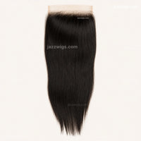 7x7 HD lace closure straight human hair in natural black by JazzWigs.
