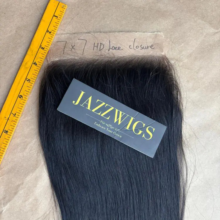 3 Raw Vietnamese Straight Hair Bundles with 7×7 HD Lace Closure