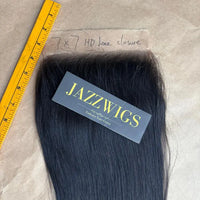 2 Raw Vietnamese Straight Hair Bundles with 7×7 HD Lace Closure