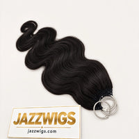 JAZZWIGS #1B Natural Black Body Wave Feather Crochet Human Hair — Full product from another angle