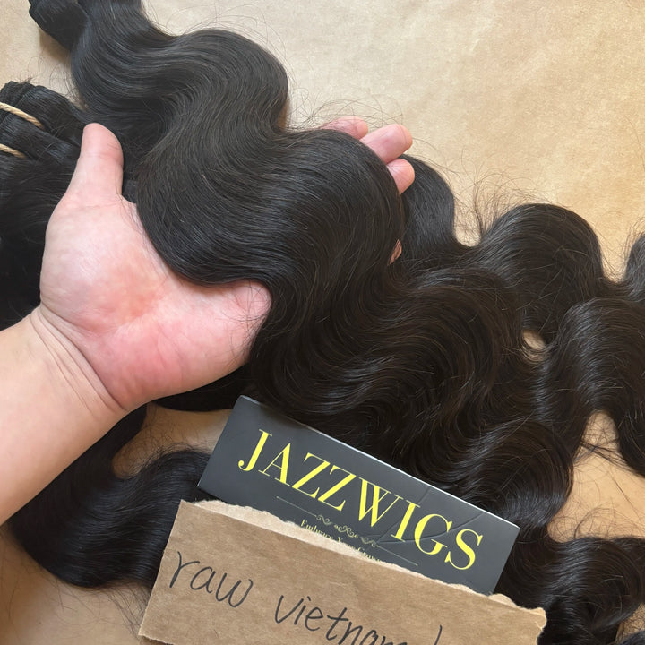 2 Raw Vietnamese Body Wave Hair Bundles with 2×6 HD Lace Closure