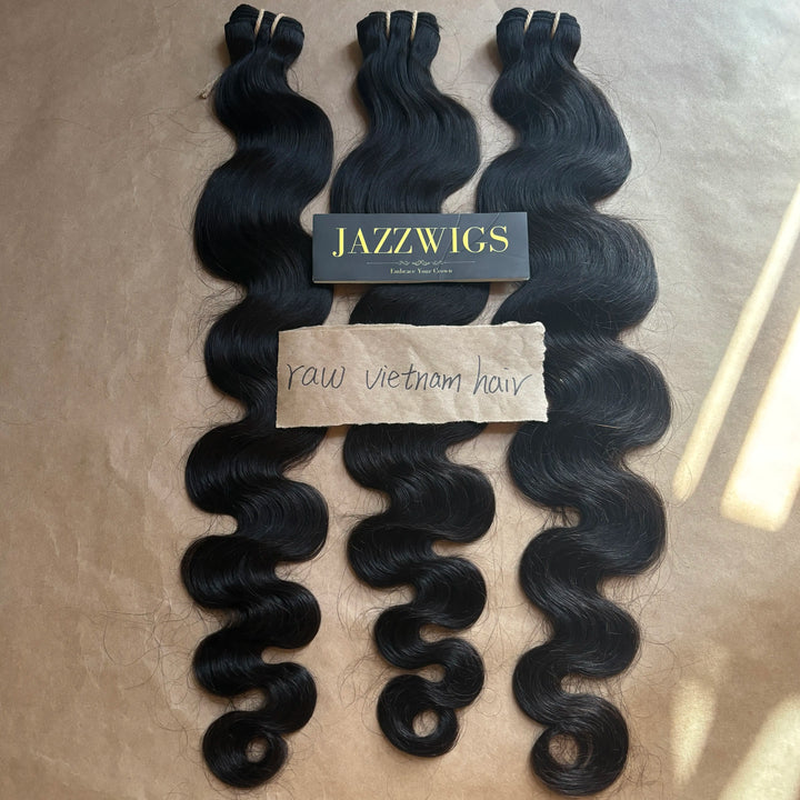 Raw Vietnamese Body Wave Hair 3 Bundle Deal – 100% Human Hair, Factory Direct