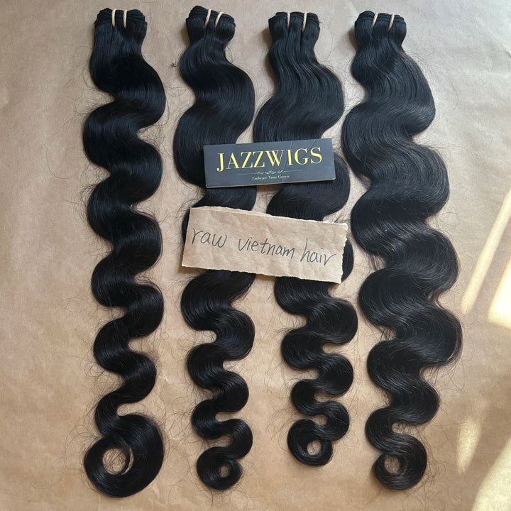 Raw Vietnamese Body Wave Hair 4 Bundle Deal – 100% Human Hair, Factory Direct