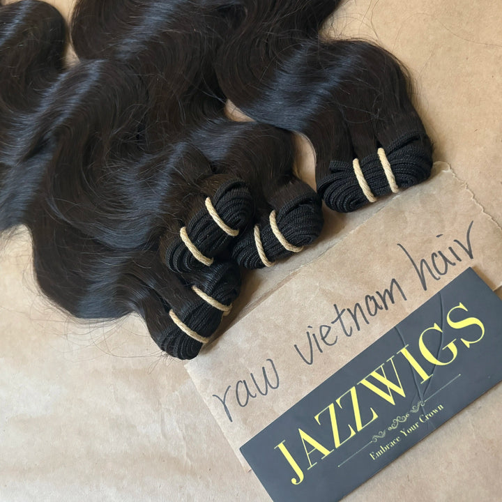 Raw Vietnamese Body Wave Hair 4 Bundle Deal – 100% Human Hair, Factory Direct