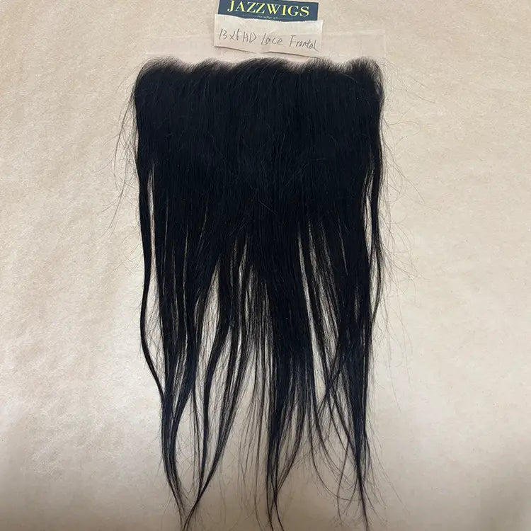 13x6 HD lace frontal paired with raw straight Black hair bundles.