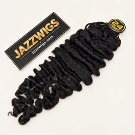 Natural Black #1B Burmese Curly Feather Crochet Human Hair