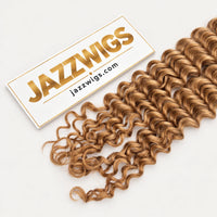 JAZZWIGS #27 Honey Blonde Deep Wave Feather Crochet Hair, curled ends and honey blonde shade