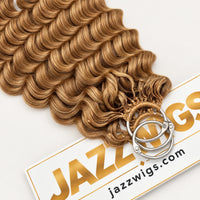 JAZZWIGS #27 Honey Blonde Deep Wave Feather Crochet Hair, attachment and root detail