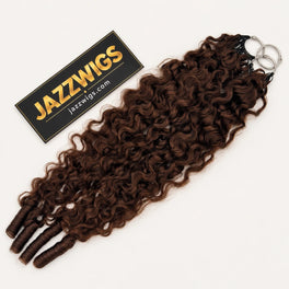 Brown #4 Burmese Water Curly Feather Crochet Human Hair