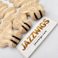 Weft detail of #613 blonde raw Body Wave hair bundles