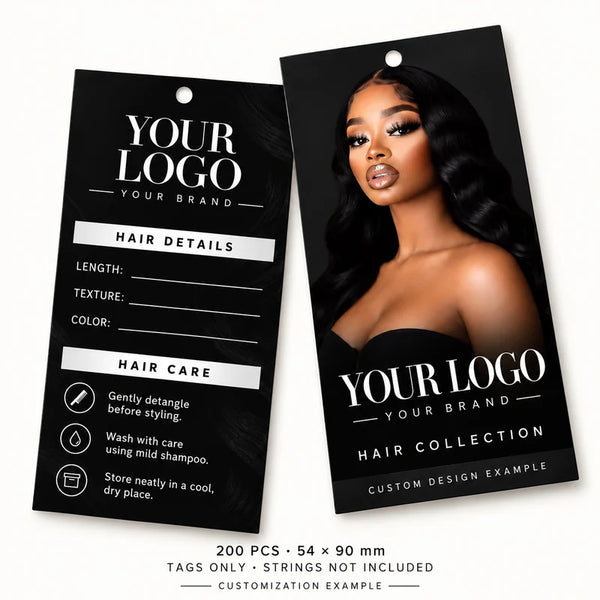 Custom Hair Tags with Your Logo — 200 PCS