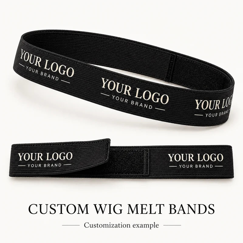 Custom elastic wig melt bands with logo — customization example