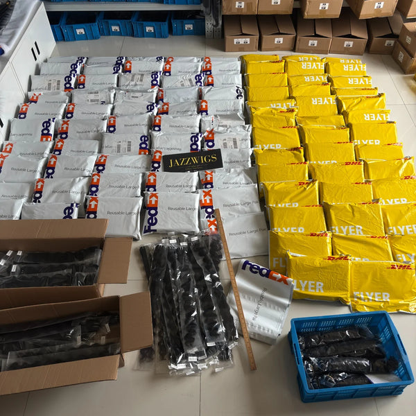 JazzWigs wholesale hair orders prepared for FedEx and DHL global shipping