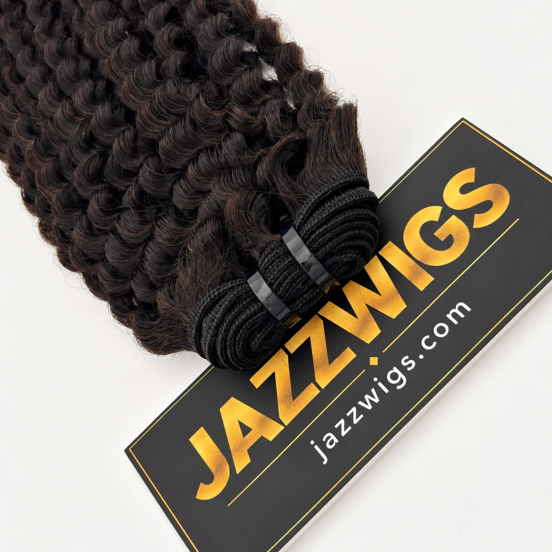 Raw Vietnamese Kinky Curly Hair Natural Black #1B — weft detail
