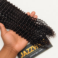 Raw Vietnamese Kinky Curly Hair Natural Black #1B — curl texture in hand