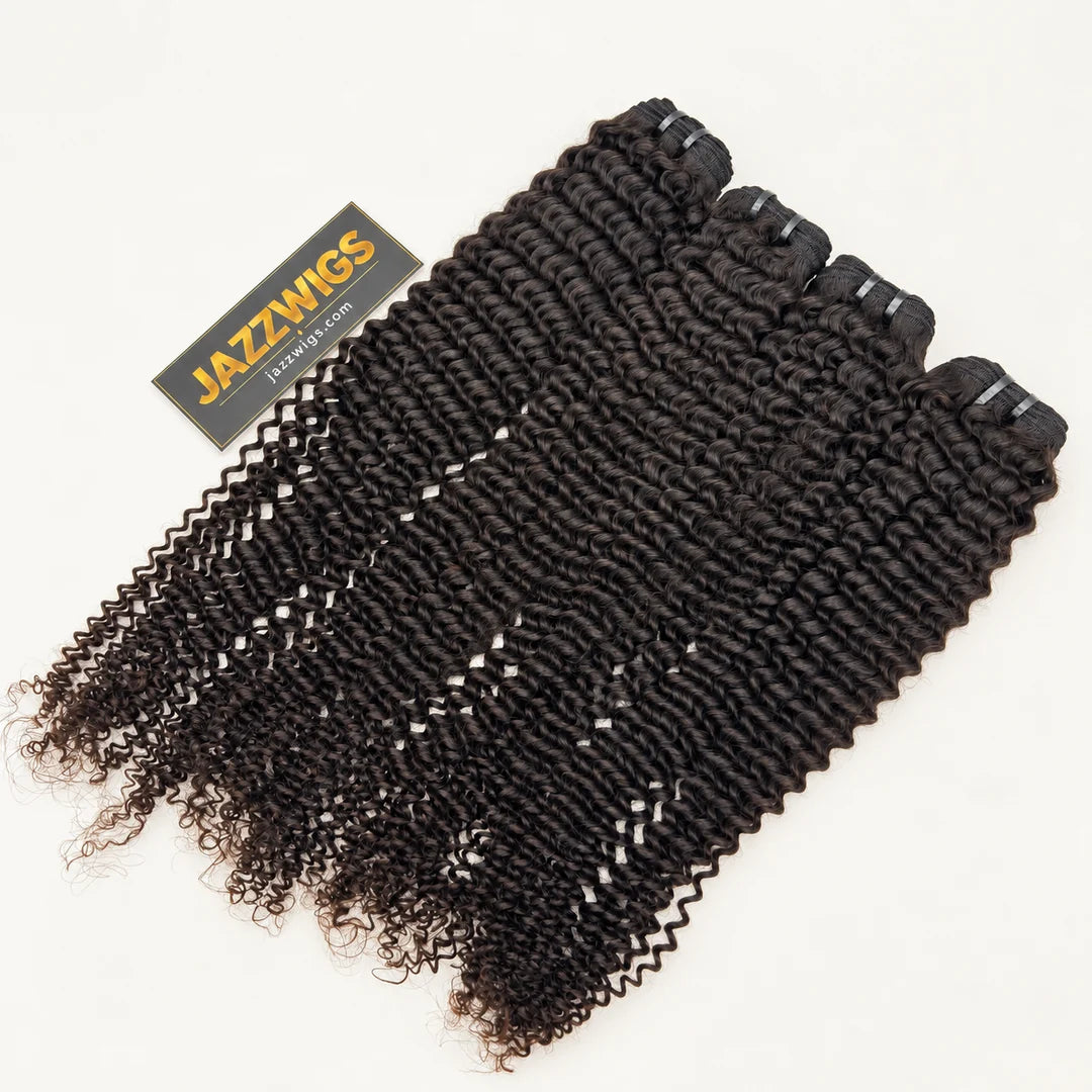 Raw Vietnamese Kinky Curly Hair Natural Black #1B — 4 bundles