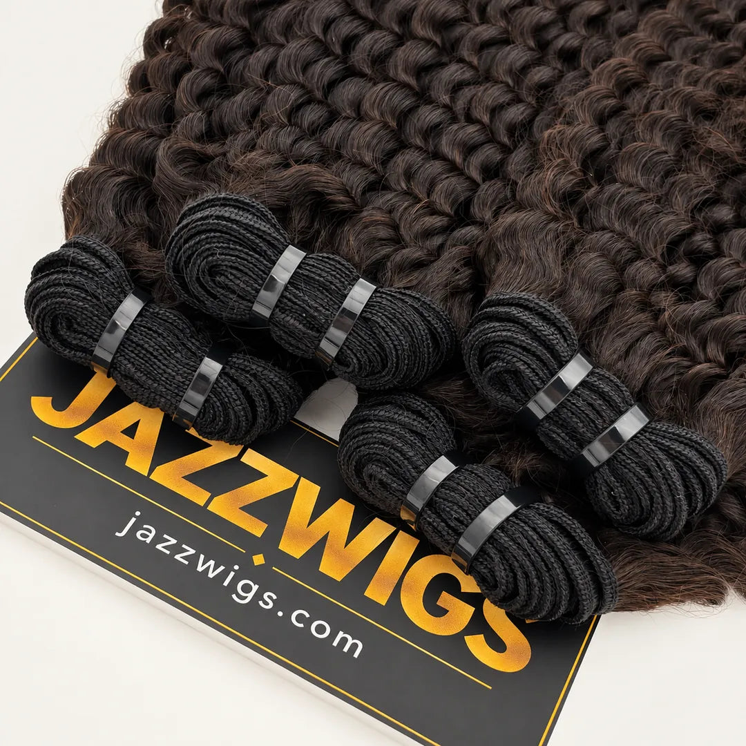 Raw Vietnamese Kinky Curly Hair Natural Black #1B — wefts close-up