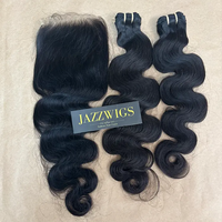 Raw body wave 2 bundles with 6x6 HD lace closure for Black women.