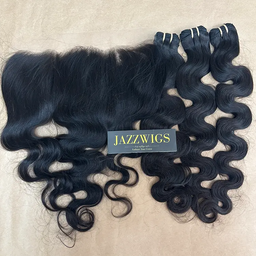 Raw body wave 3 bundles with 13x6 HD lace frontal for Black women.