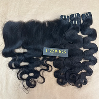 Raw body wave 4 bundles with 13x6 HD lace frontal for Black women.