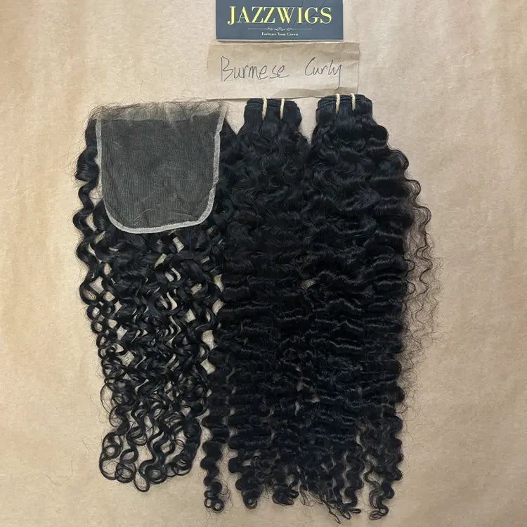 Defined Burmese curly texture paired with a 6x6 HD lace closure.