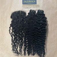 Raw Burmese curly 2 bundles with 7x7 HD lace closure for Black women.