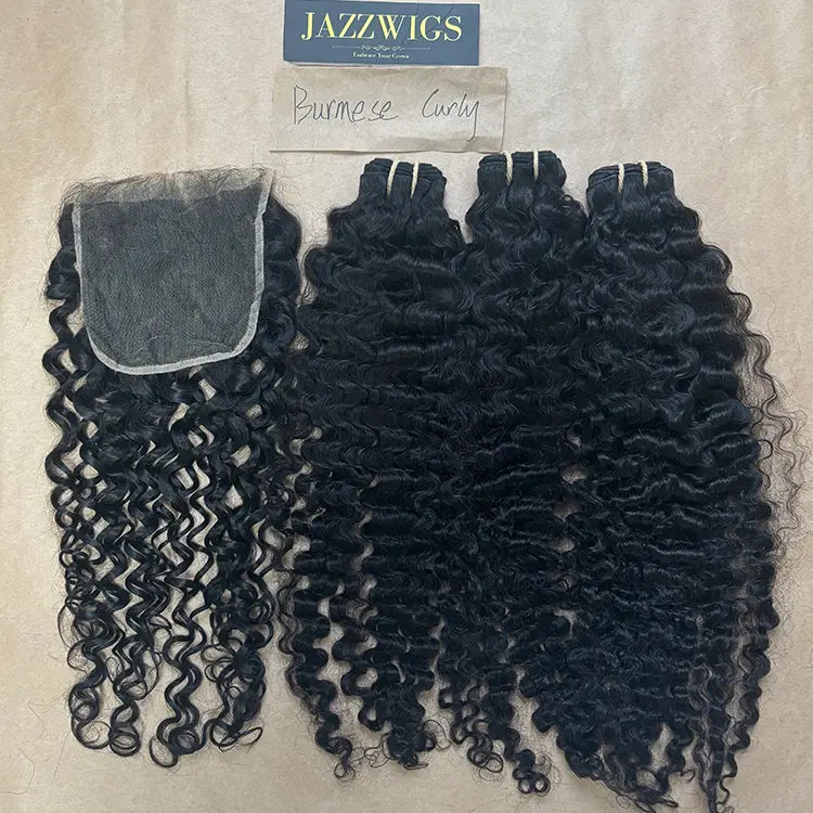 Defined Burmese curly texture paired with a 6x6 HD lace closure.