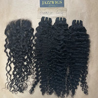Raw Burmese curly 3 bundles with 7x7 HD lace closure for Black women.