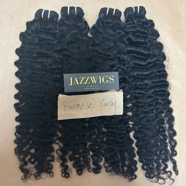 Raw Vietnamese Burmese curly hair 4 bundles with defined curls for Black women.