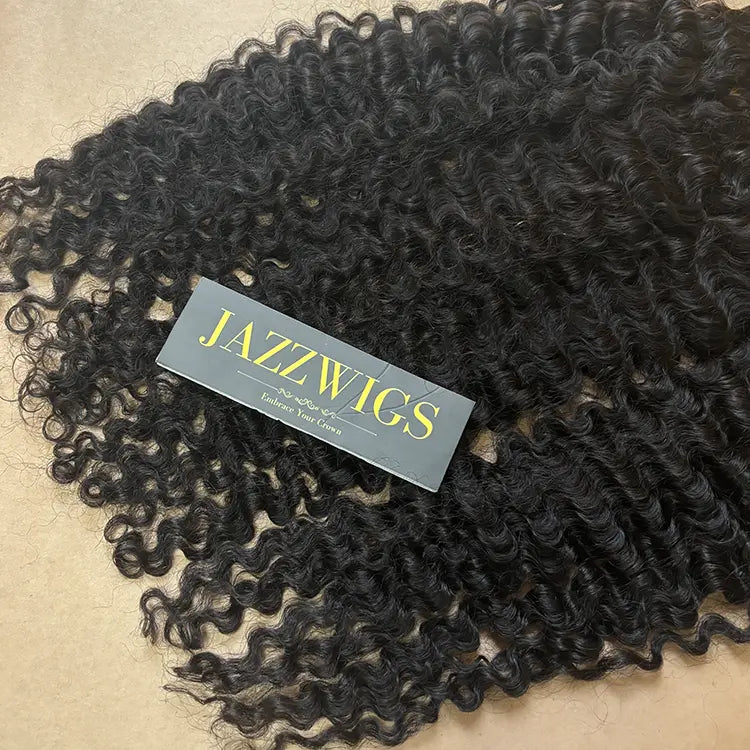 6x6 HD lace closure with raw Burmese curly Black hair bundles.