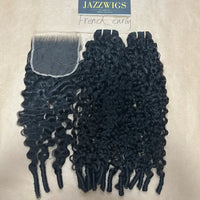 French curly texture paired with a 5x5 HD lace closure and natural hairline.