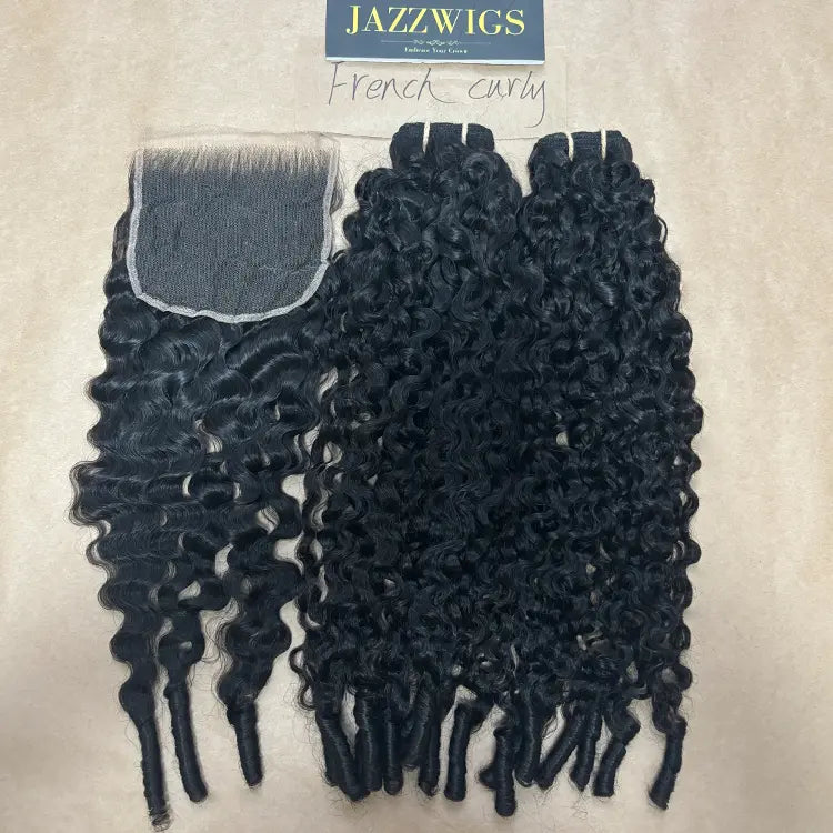 French curly texture paired with a 5x5 HD lace closure and natural hairline.